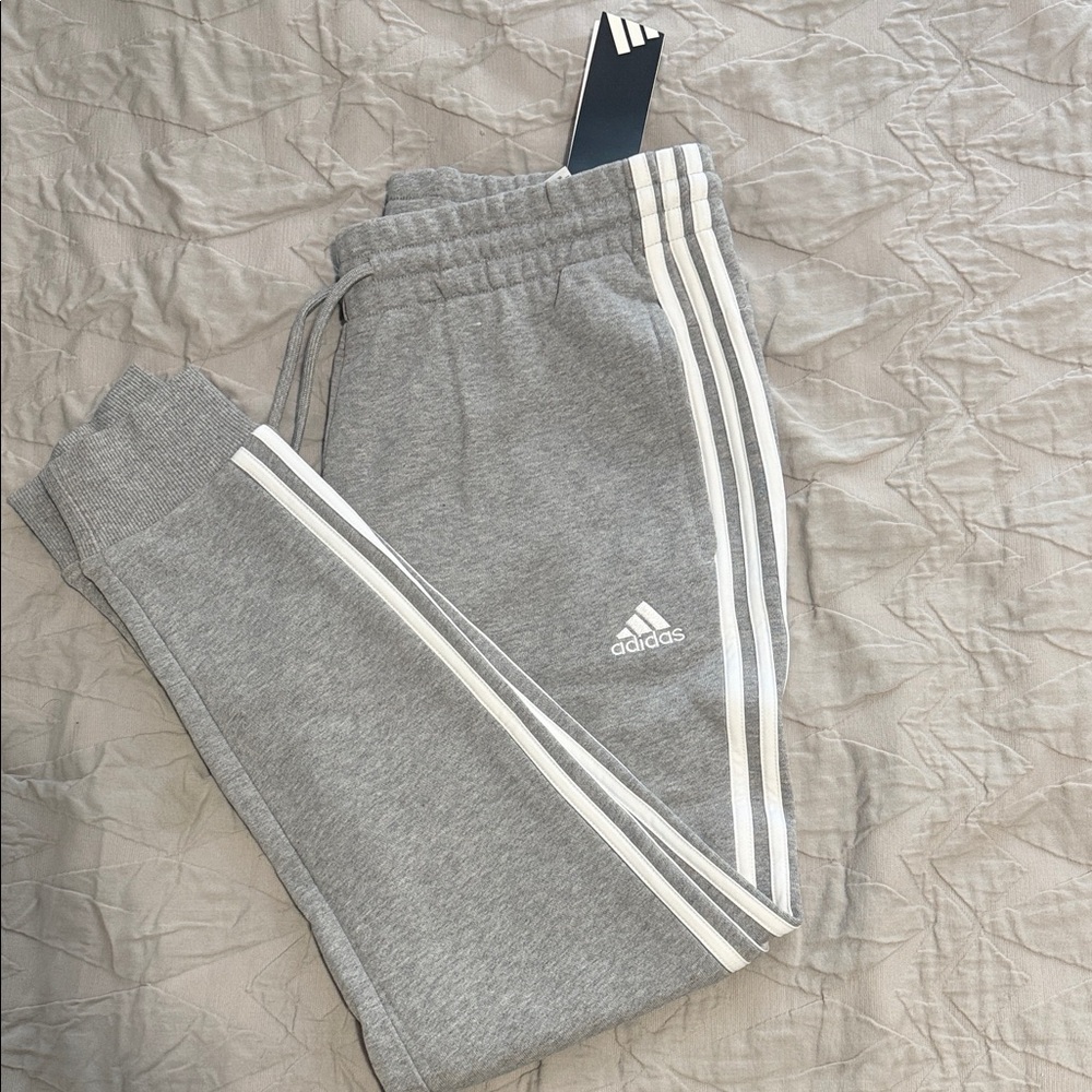 Adidas Gray Sweatpants with White Stripes
